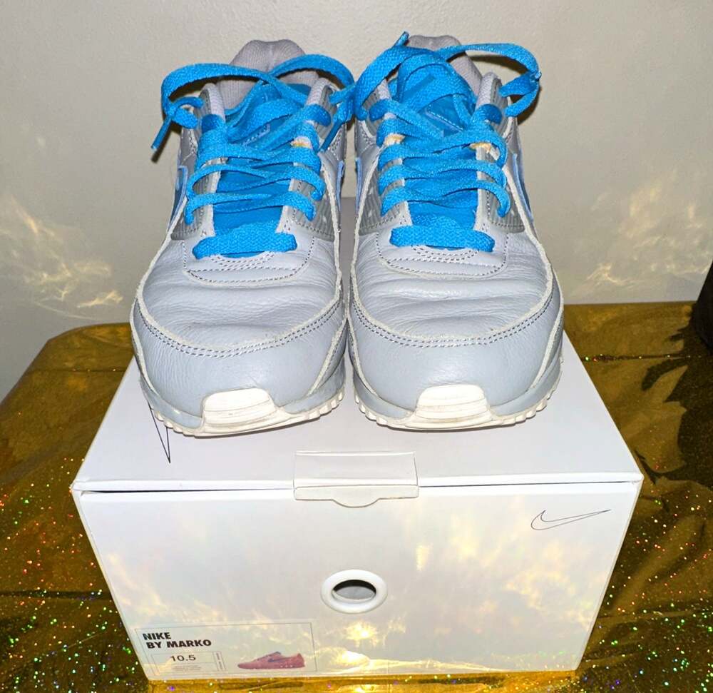 Nike Air Max 90 Nike By You Custom Light Grey/Blue Men’s Low Top Sneakers